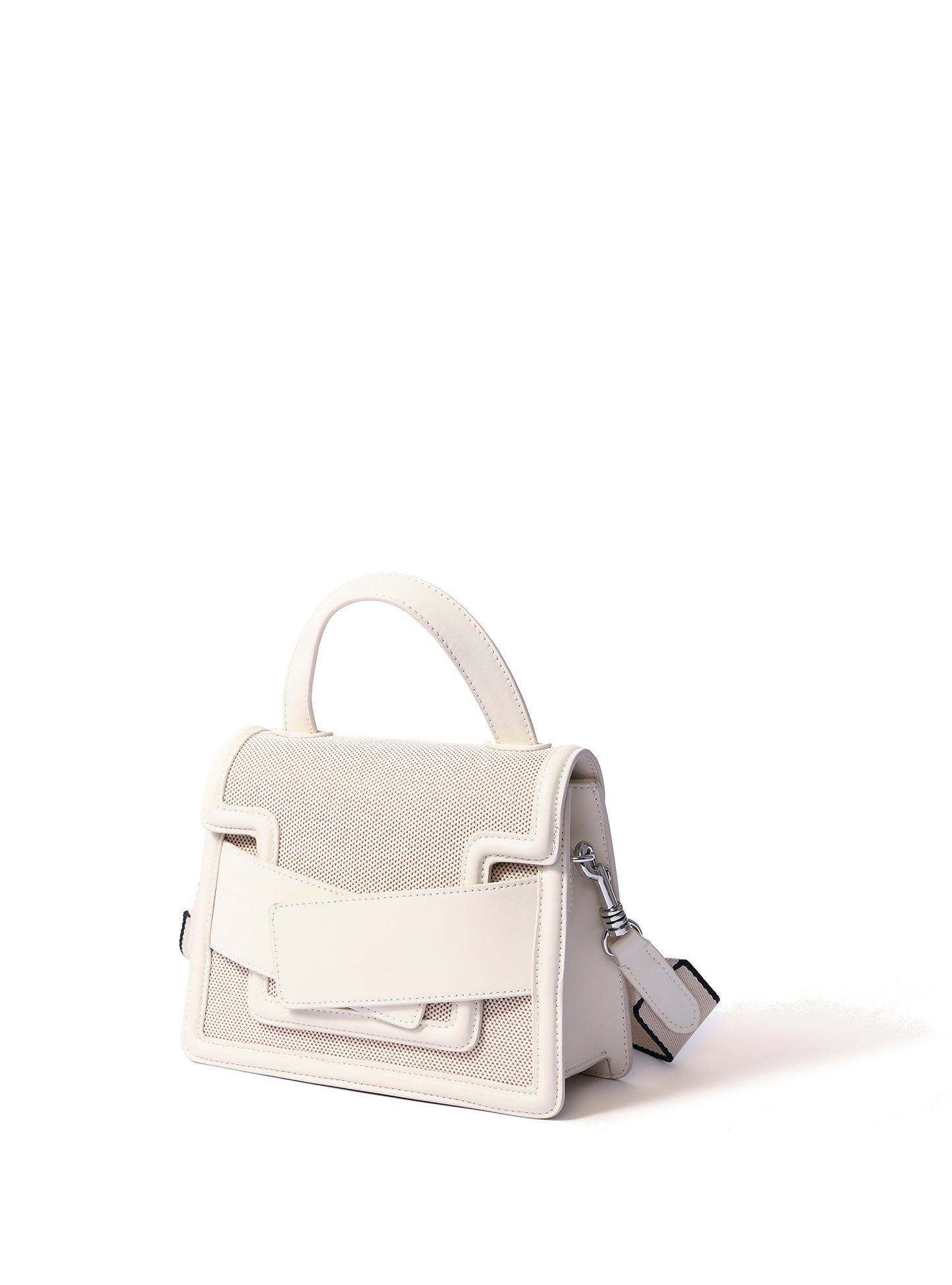 Evelyn Bag in Canvas and Genuine Leather, White – Bob Oré