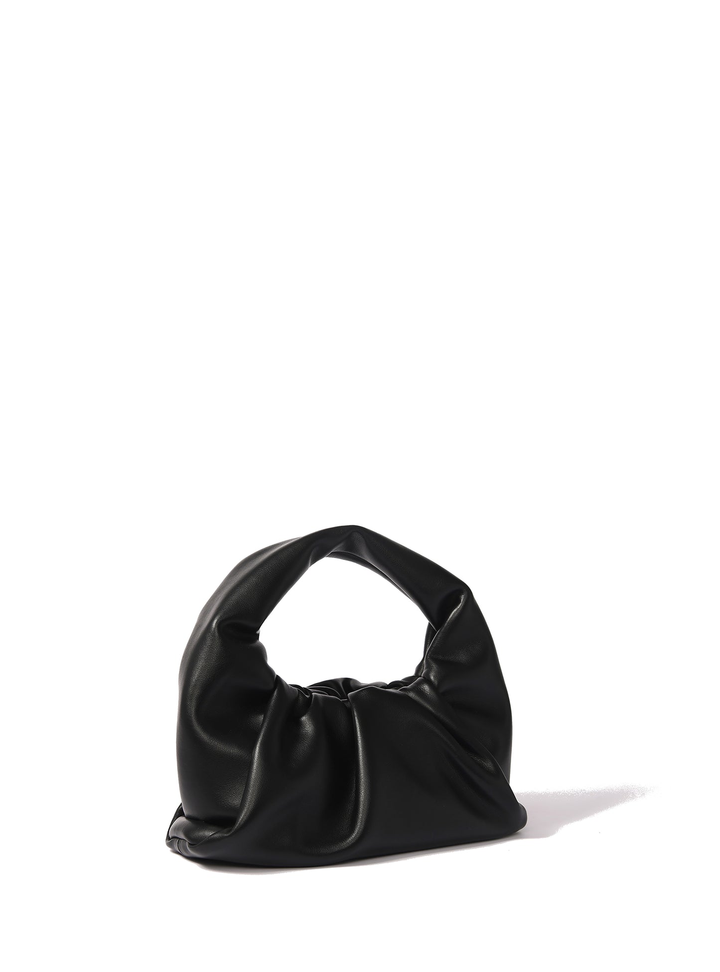 Marshmallow Croissant Bag in Soft Leather, Black