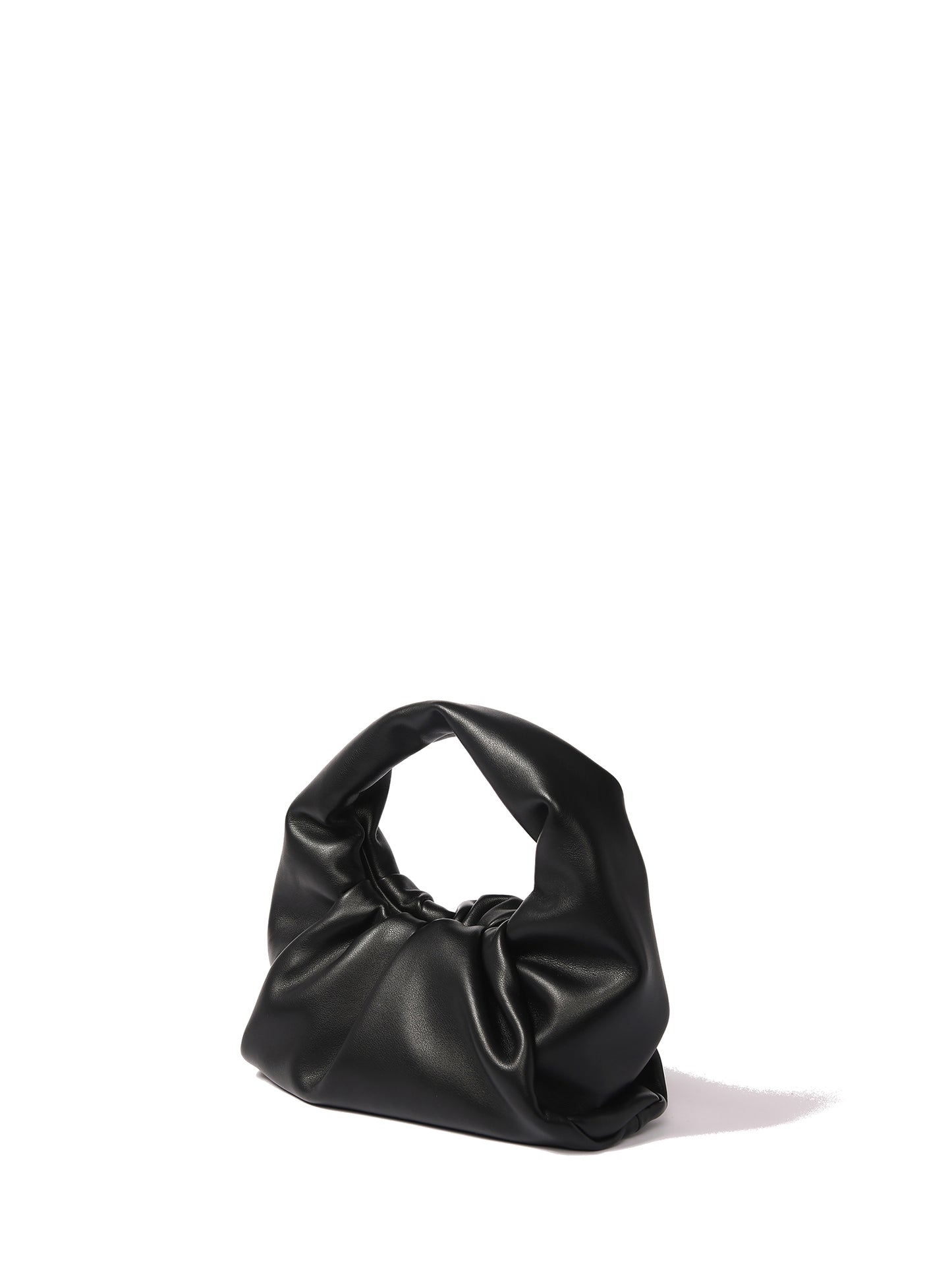 Marshmallow Croissant Bag in Soft Leather, Black